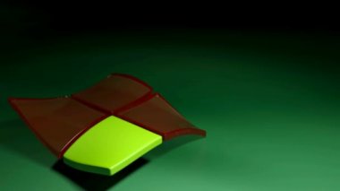 Mavi arkaplanda kırmızı ve sarı logoyu sallamak - 3 boyutlu görüntüleme videosu