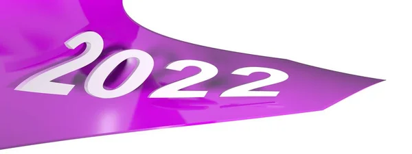 2022 Rózsaszín Nyíl Fehér Háttér Renderelés Illusztráció — Stock Fotó