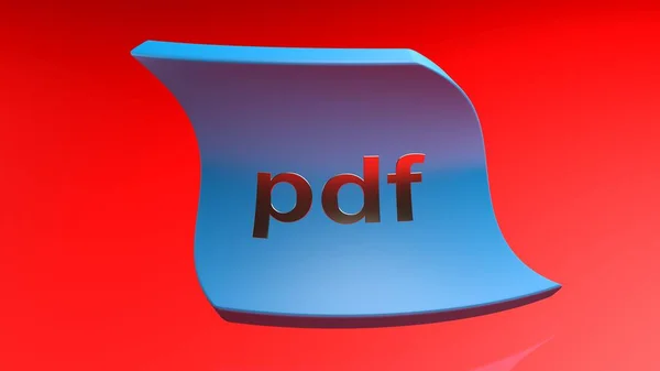 Pdf Étiquette Bleue Incurvée Sur Fond Rouge Illustration Rendu — Photo