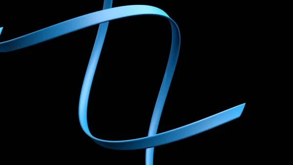Blue Spiral Ribbons Dark Background Rendering Illustration — Stock Photo, Image