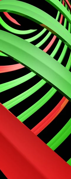 Espiral Verde Rojo Sobre Fondo Negro Ilustración Representación — Foto de Stock