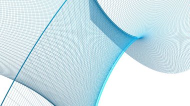 Beyaz arkaplanda soyut ızgara mavi yüzey - 3B resimleme