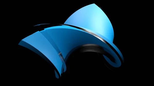 黒の背景に抽象的な青とガラスのアイコン 3Dレンダリングイラスト — ストック写真