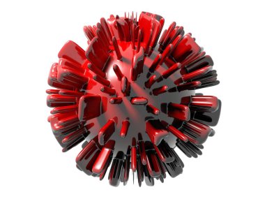 Beyaz arkaplandaki bir korona virüsünün soyutlanması - 3 boyutlu resimleme