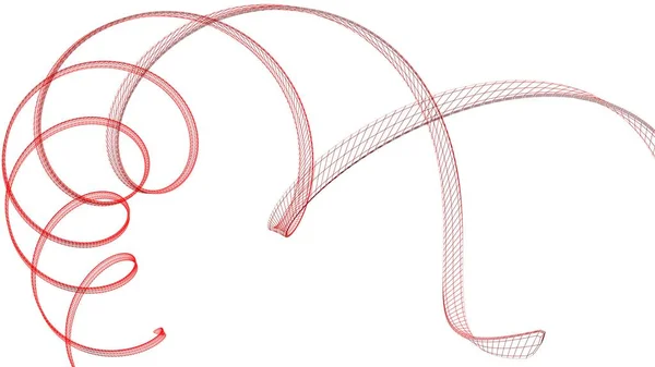 Κόκκινο Wireframed Ελικοειδή Δομή Που Απομονώνονται Λευκό Φόντο Απεικόνιση Απόδοση — Φωτογραφία Αρχείου
