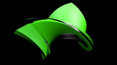 Siyah arkaplanda soyut yeşil ve cam simge - 3 boyutlu resimleme