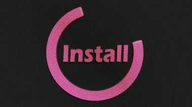 Siyah arkaplana pembe daire işareti yükle - 3B görüntüleme klibi