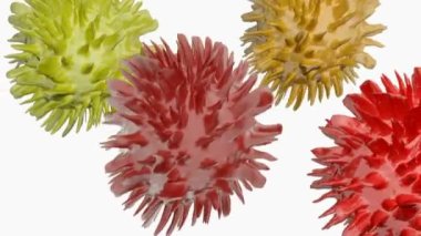 Beyaz arkaplandaki bir korona virüsünün soyutlanması - 3 boyutlu resimleme