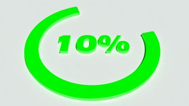 一个10 左右的绿色圆圈用蓝色写在一个白色背景上 3D渲染视频剪辑动画 — 图库视频影像
