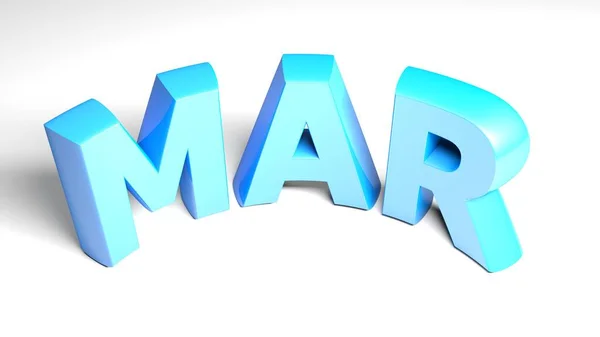 Mar Маршу Синього Кольору Білому Тлі Ілюстрація Рендеринга — стокове фото