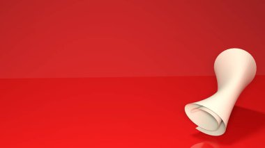 kırmızı arkaplan ve sağ tarafta katlanmış parşömen.