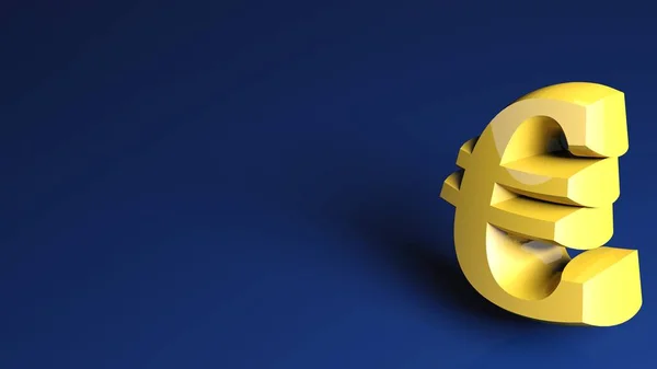 Fondo Azul Con Signo Euro Amarillo Dorado Ilustración Representación —  Fotos de Stock