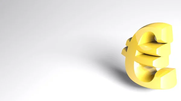 Fondo Blanco Con Signo Euro Amarillo Dorado Ilustración Representación — Foto de Stock