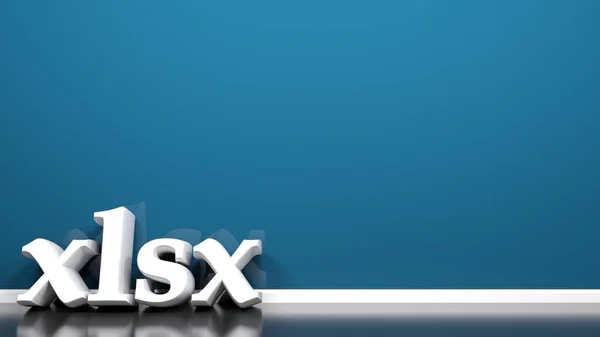 Xlsx Írás Dőlve Grblue Een Fal Renderelés Illusztráció — Stock Fotó