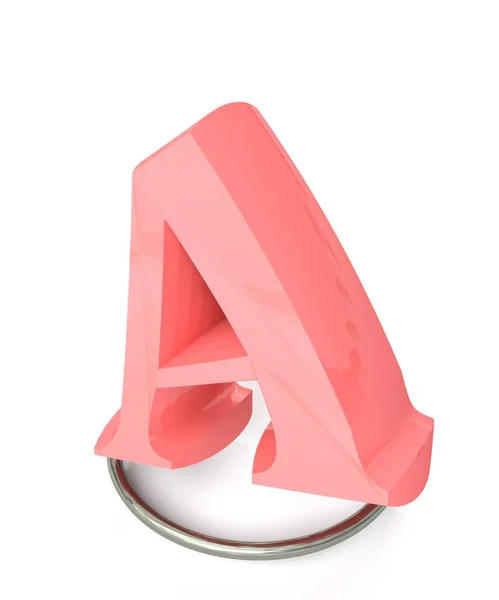 Символ Розовый Поверх Металлического Круга Белом Фоне Трехмерная Иллюстрация — стоковое фото
