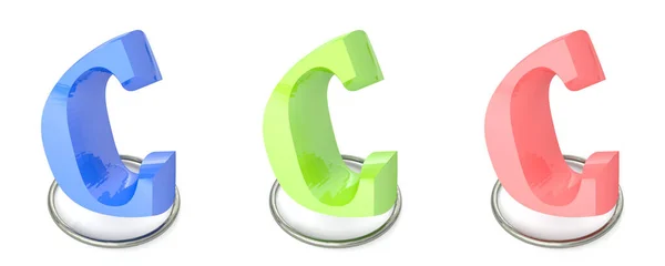 Ikoon Set Met Alfabetische Letter Drie Verschillende Kleuren Weergave Illustratie — Stockfoto