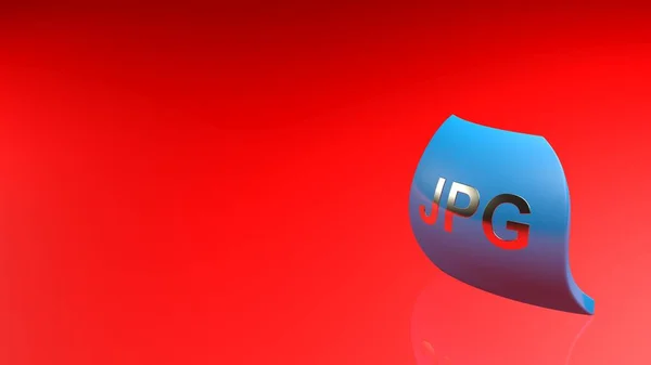 Jpg Icona Blu Sfondo Rosso Lucido Illustrazione Rendering — Foto Stock
