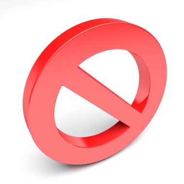 Access denied red symbol isolated on white background - 3D rendering illustration
