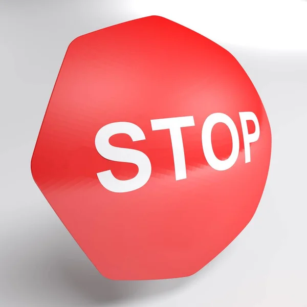 白色背景下孤立的Stop红色八角形图标 3D渲染示例 — 图库照片