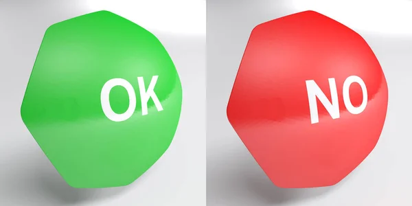 Grüne Und Rote Keine Symbole Isoliert Auf Weißem Hintergrund Darstellung — Stockfoto