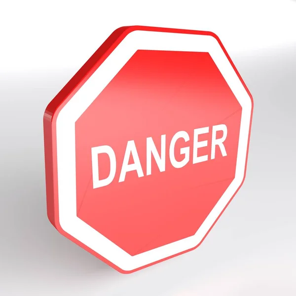 Danger Street Octagonal Sign Isolated White Background Rendering Illustration — Stock Photo, Image