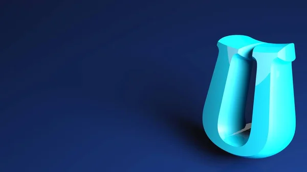 U文字で青の背景 3Dレンダリングイラスト — ストック写真