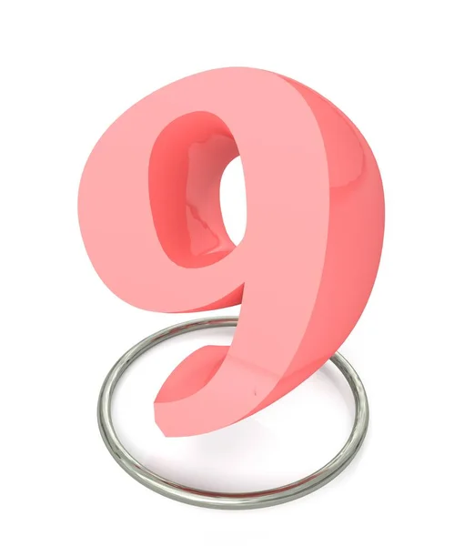 Number Pink Metallic Circle White Background Rendering Illustration — Stock Photo, Image