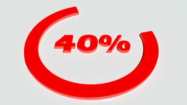 一个40 左右的红色圆圈用蓝色写在一个白色背景上 3D渲染视频剪辑动画 — 图库视频影像