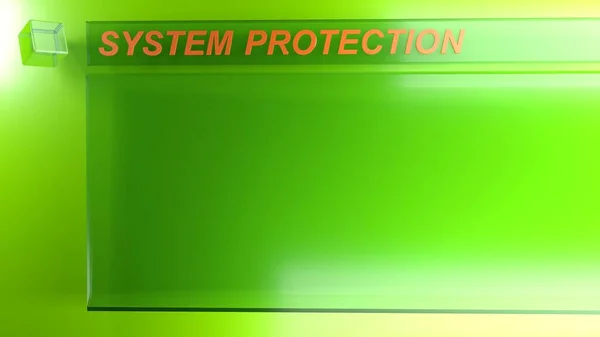 System Protection Green Glass Glossy Background Rendering Illustration — Stock Photo, Image