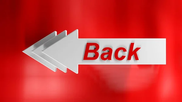 Weiße Pfeile Mit Rotem Schriftzug Back Auf Rotem Hochglanzhintergrund Darstellung — Stockfoto