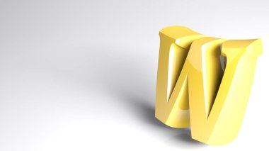 W harfi ile beyaz arkaplan - 3B resimleme