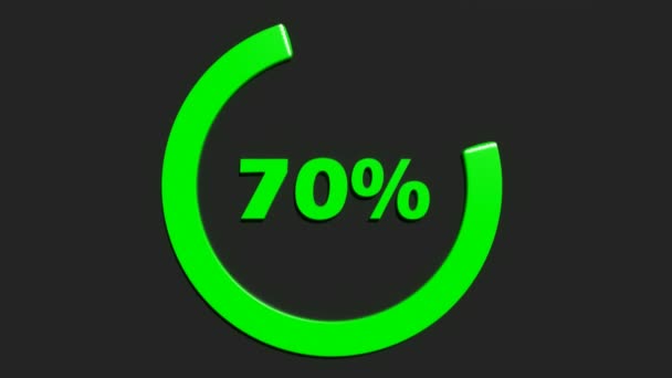 一个70 左右的绿色圆圈用蓝色写在黑色背景上 3D渲染视频剪辑动画 — 图库视频影像