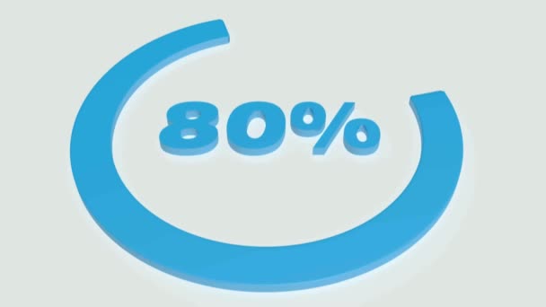 一个80 左右的蓝色圆圈用蓝色写在一个白色背景上 3D渲染视频剪辑动画 — 图库视频影像