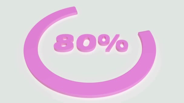ピンクの丸が白い背景に80 の文字を書き込む 3Dレンダリングビデオクリップアニメーション — ストック動画