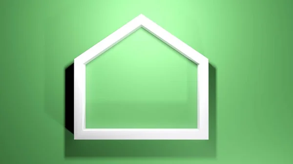 White Home Symbol Green Background Rendering Illustration — Stock Photo, Image