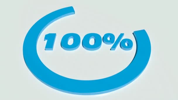 Círculo Azul Girando Torno 100 Escreva Azul Fundo Branco Renderização — Vídeo de Stock