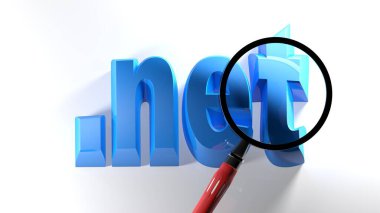 Beyaz yüzeyde, büyüteç altında nokta mavisi yazı - 3 boyutlu resimleme