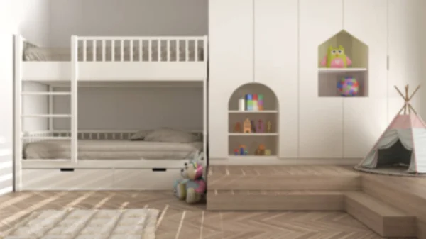 Diseño Interior Fondo Desenfoque Moderno Dormitorio Minimalista Para Niños Suelo —  Fotos de Stock