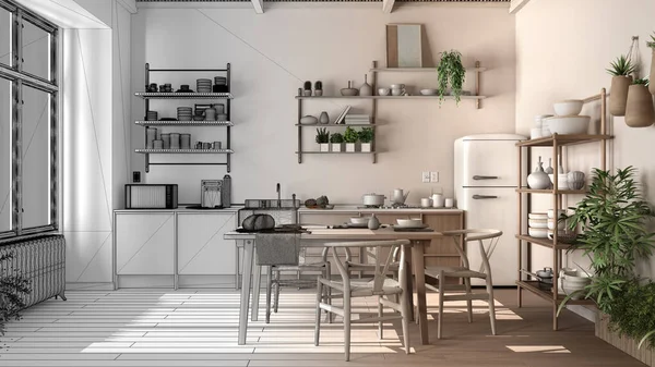 Architetto Interior Designer Concept Progetto Incompiuto Che Diventa Realtà Eco — Foto Stock