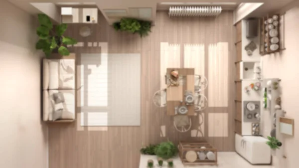 Blur Fundo Design Interiores Country Living Sala Jantar Cozinha Parquet — Fotografia de Stock