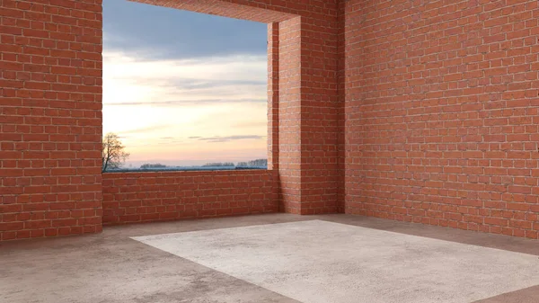 Innenausbau Eines Neuen Hauses Bau Renovierung Des Hauses Rote Ziegelwände — Stockfoto