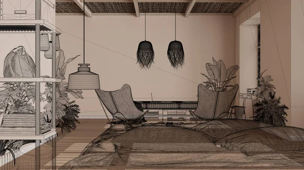 Interior Moderno Vacío Con Suelo Parquet Paredes Blancas Proyecto Diseño — Foto de Stock