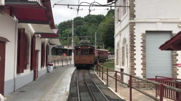 Rhune France August 2020 Rhune Cog Train Climbs Top Antique — ストック動画