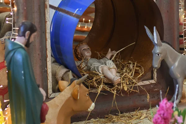 Crêche Noël Avec Joseph Marie Petit Jésus — Photo