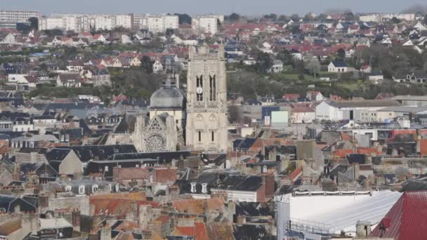 Church of Dieppe Saint Jacques and roofs in Normandie France — Wideo stockowe