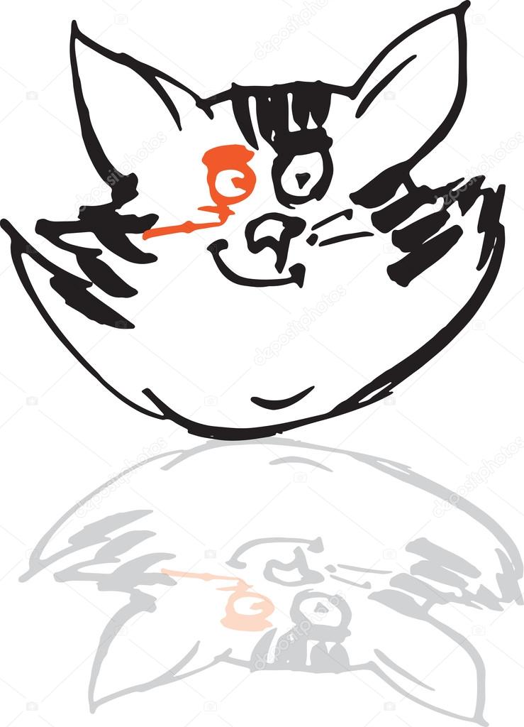 hoofd cartoon kat tekenen — stockfoto © natsuk77 #120675898