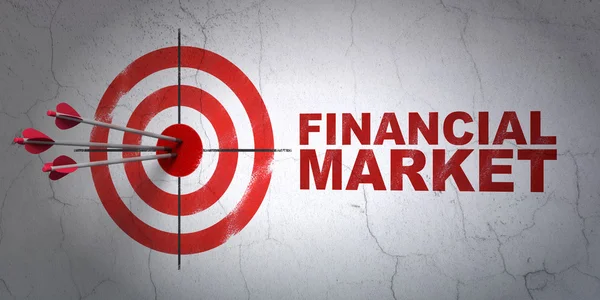 Money concept: target and Financial Market on wall background — Stok fotoğraf