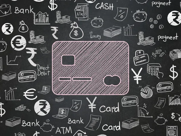 Para birimi kavramı: okul yönetimi arka plan üzerinde kredi kartı — Stok fotoğraf