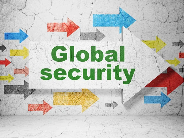 Protection concept: arrow with Global Security on grunge wall background — Stockfoto