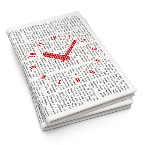 Concetto di tempo: Orologio su sfondo Giornale — Foto Stock